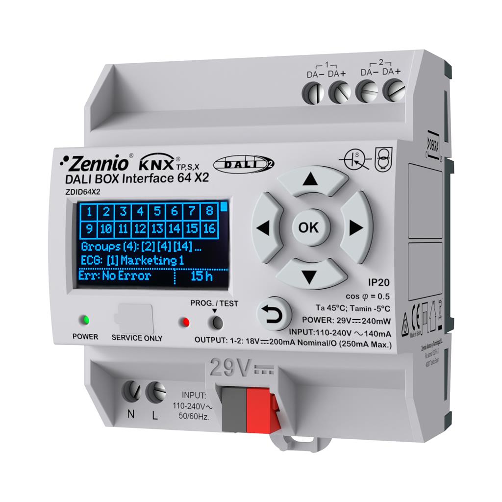 Актуатор DALI gateway DALI BOX Interface 64X2 64 баласта 2 канала 4,5DIN KNX Zennio