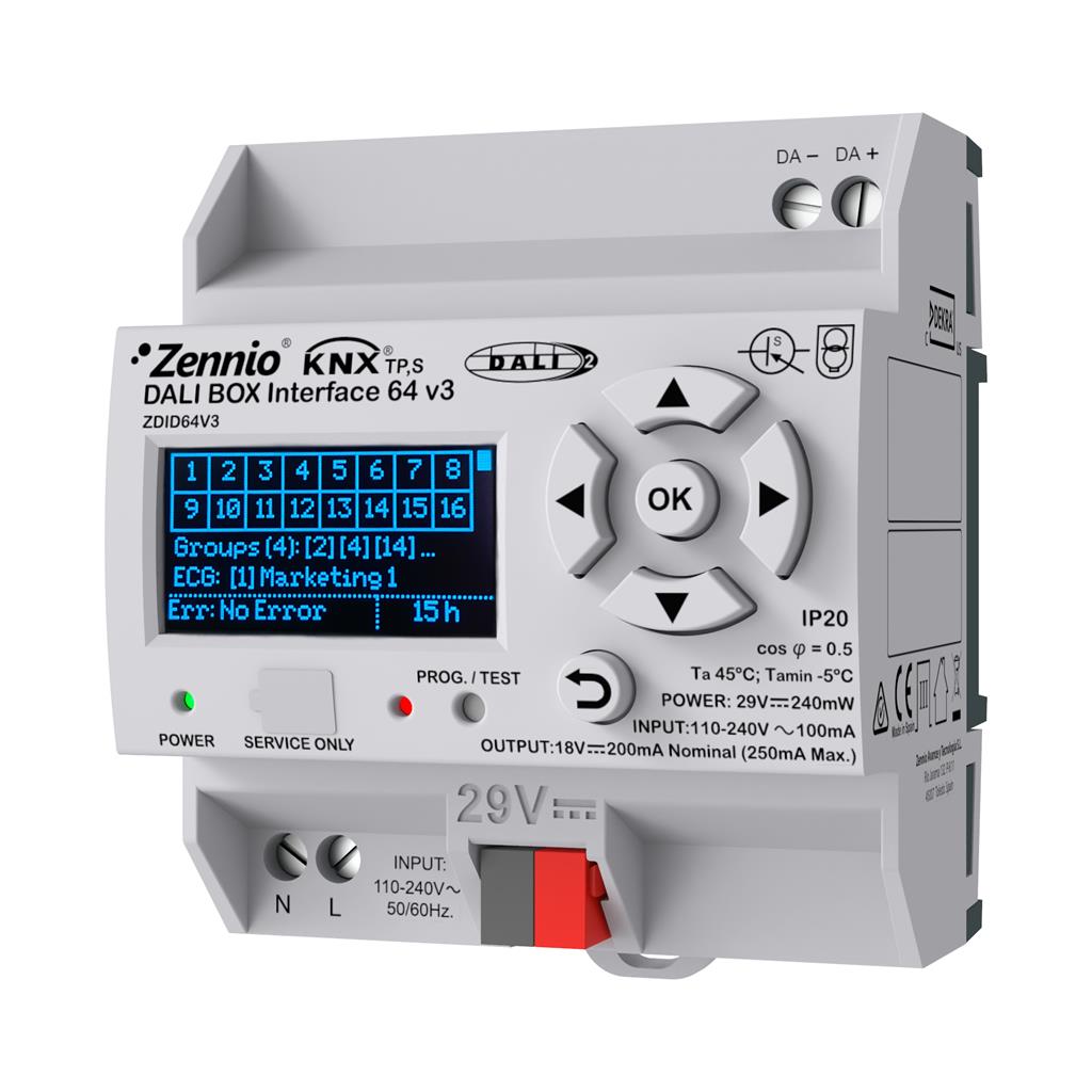 Актуатор DALI gateway DALI BOX Interface 64 баласта 1 канал 4,5DIN KNX Zennio