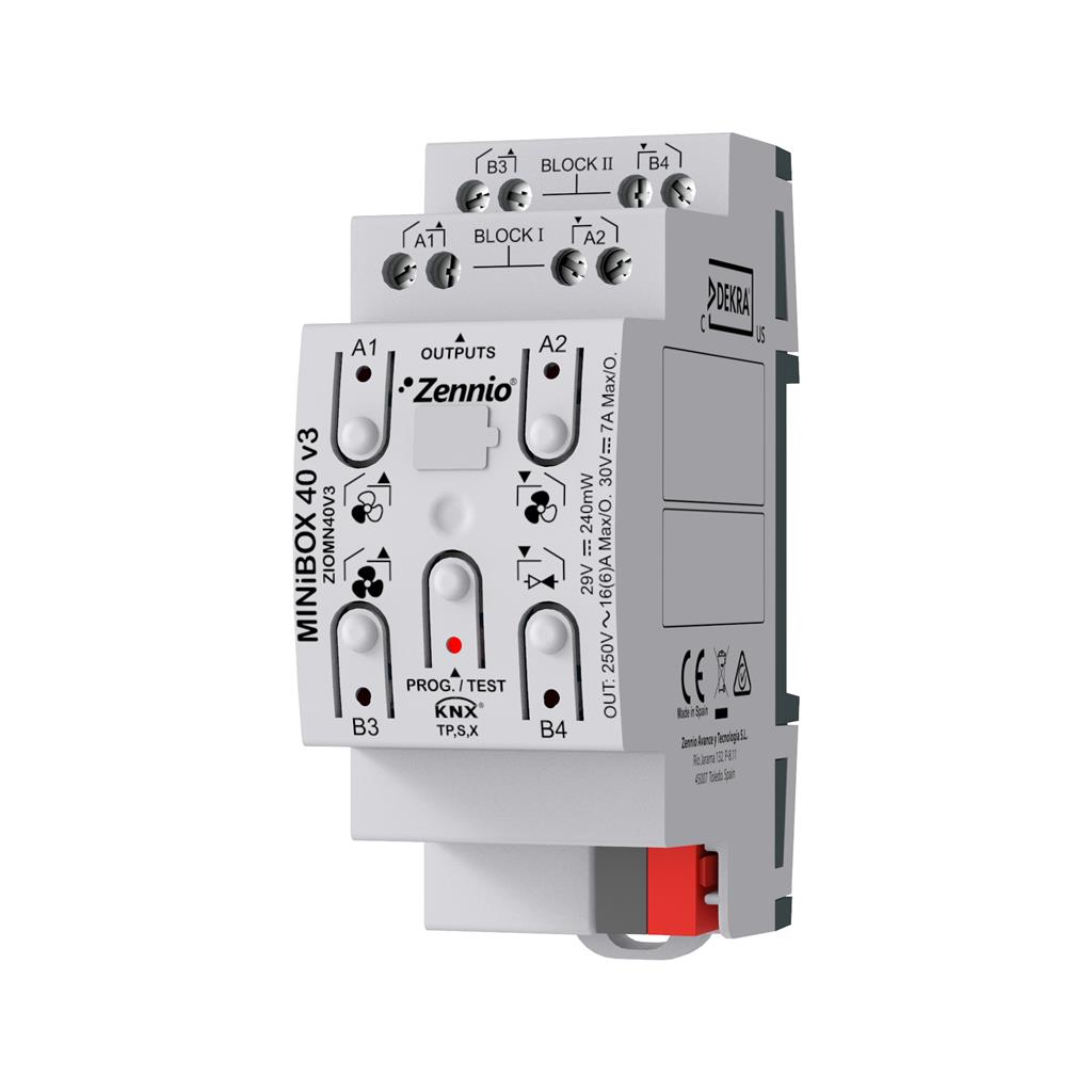 MINiBOX 40 v3. Многофункционален актуатор KNX Secure 2DIN 4 изх.16A Zennio