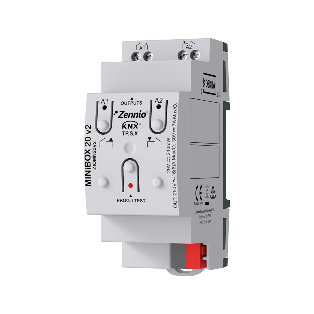 MINiBOX 20 v2. Многофункционален актуатор KNX Secure 2DIN 2 изх.16A Zennio