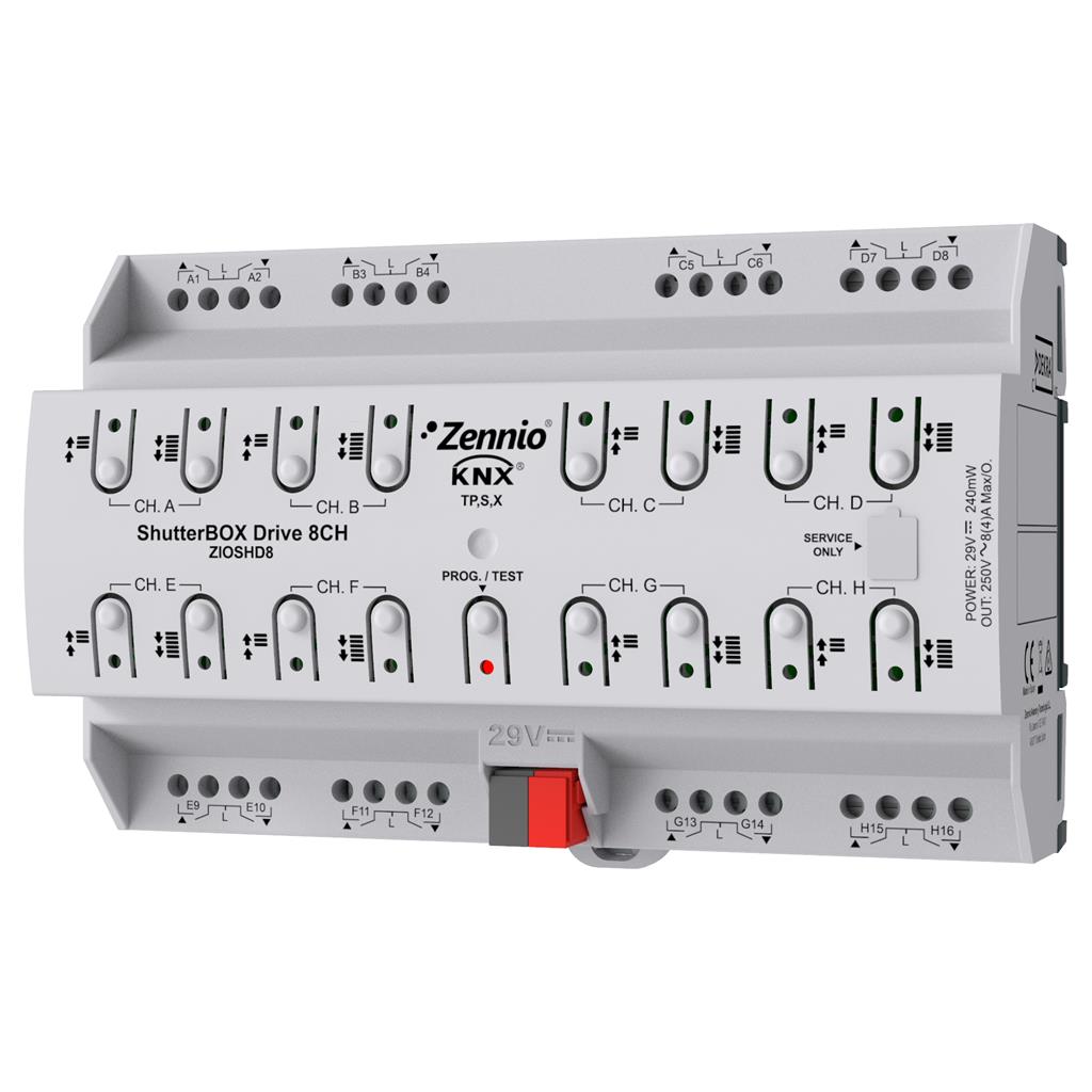 Актуатор щори автоматично калибриране 8-канала 8DIN KNX Zenno