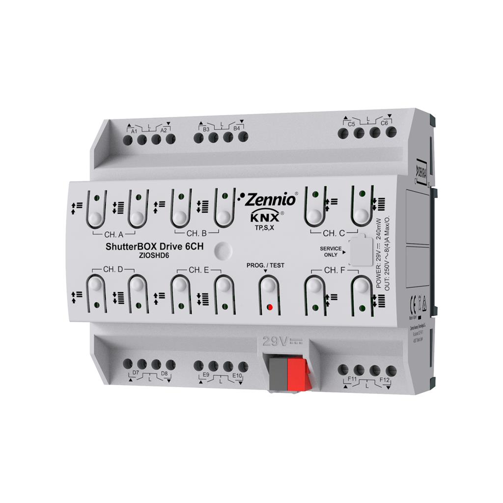 Актуатор щори автоматично калибриране 6-канала 6DIN KNX Zenno