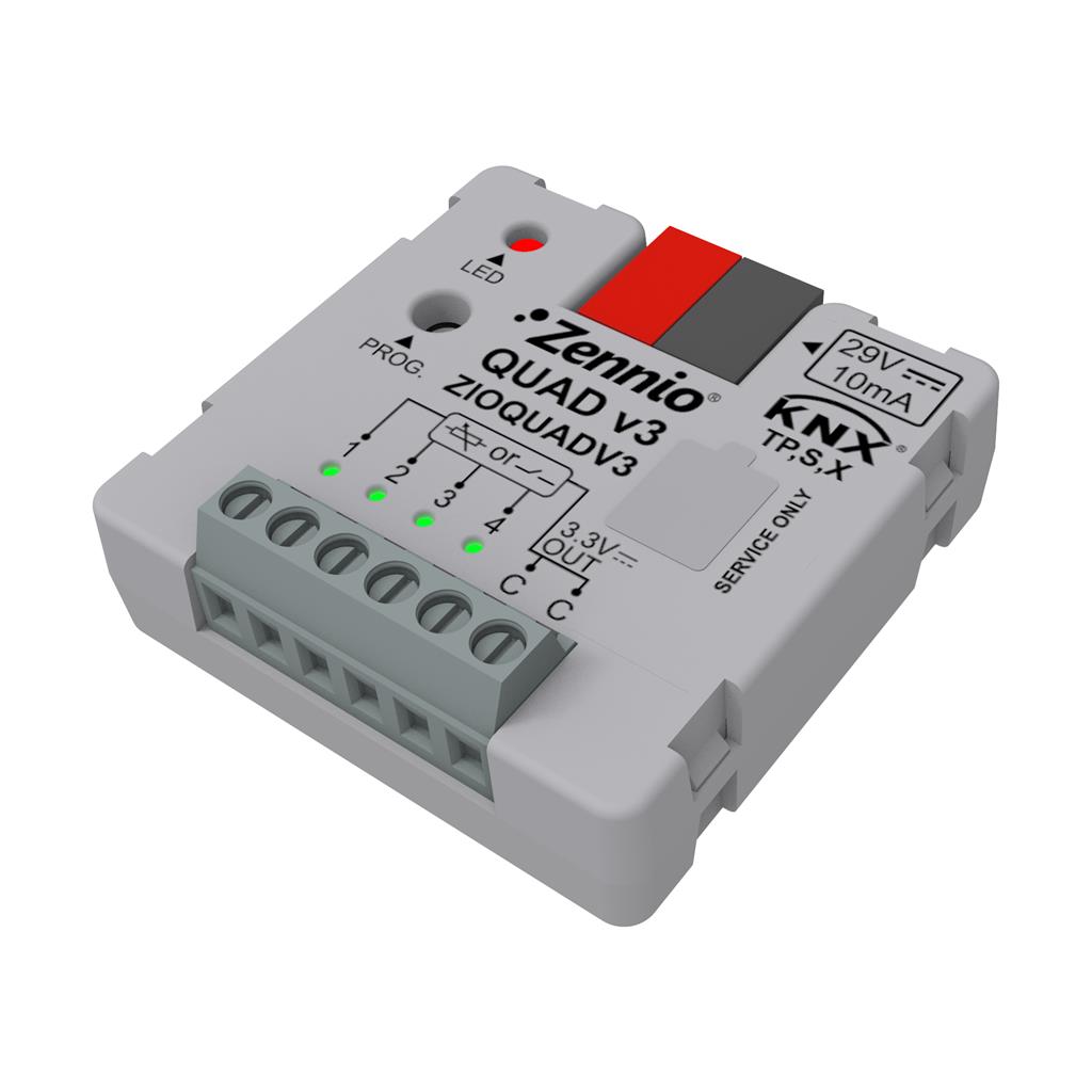 Модул 4 входа A/D с LED индикатори на състоянието KNX Zennio