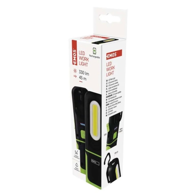 Работна лампа 330lm 45м 3ч зареждаема 1200mAh пластмаса IP43 EMOS