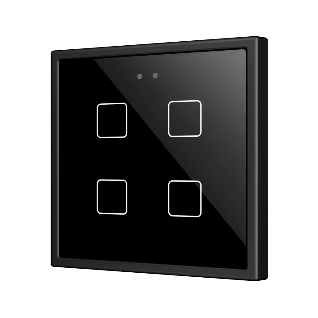 Пулт за управление с 4 капацитивни бутона Flat RGB 70х70мм KNX стъкло цвят Антрацит Zennio