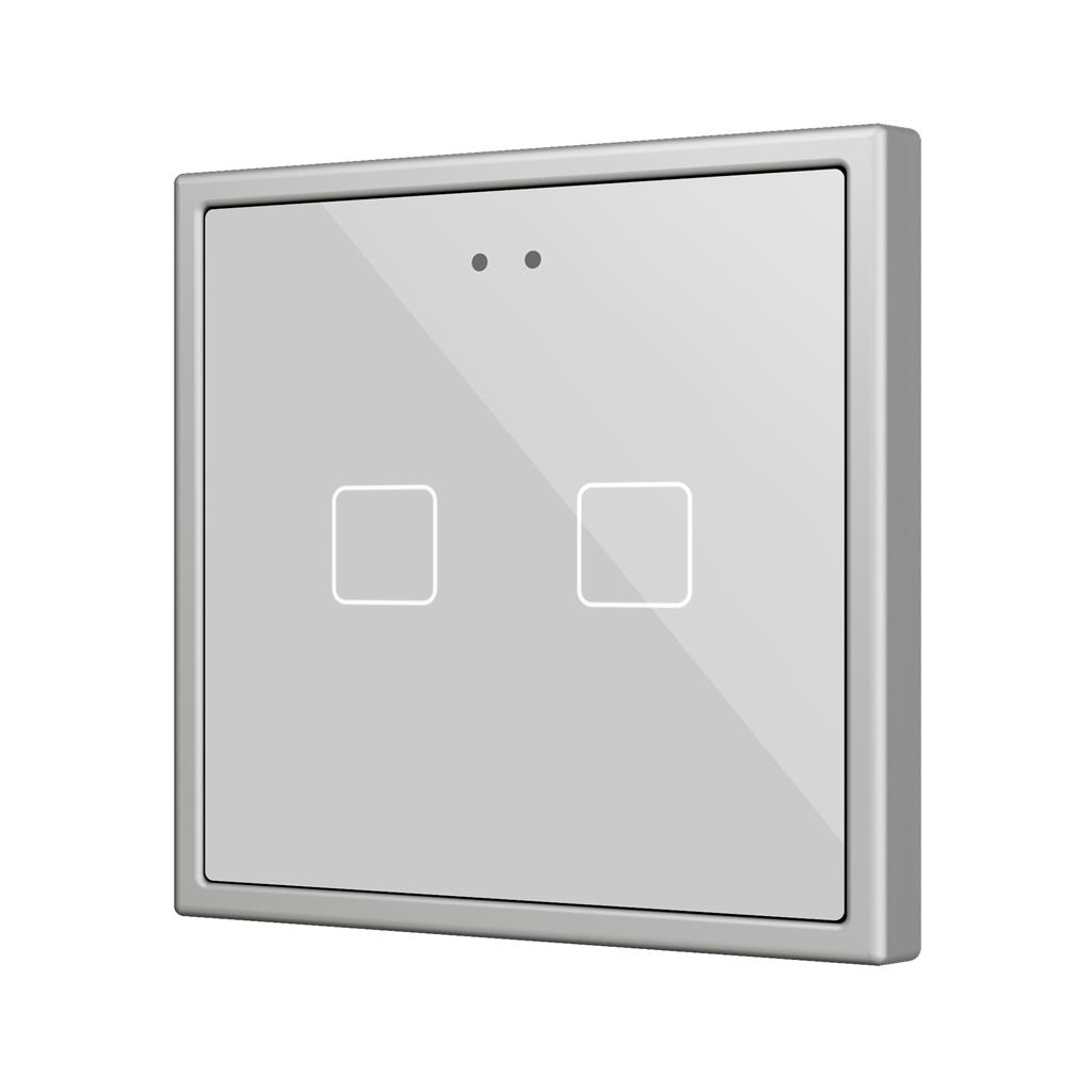 Пулт за управление с 2 капацитивни бутона Flat RGB 70х70мм KNX стъкло цвят Сребро Zennio