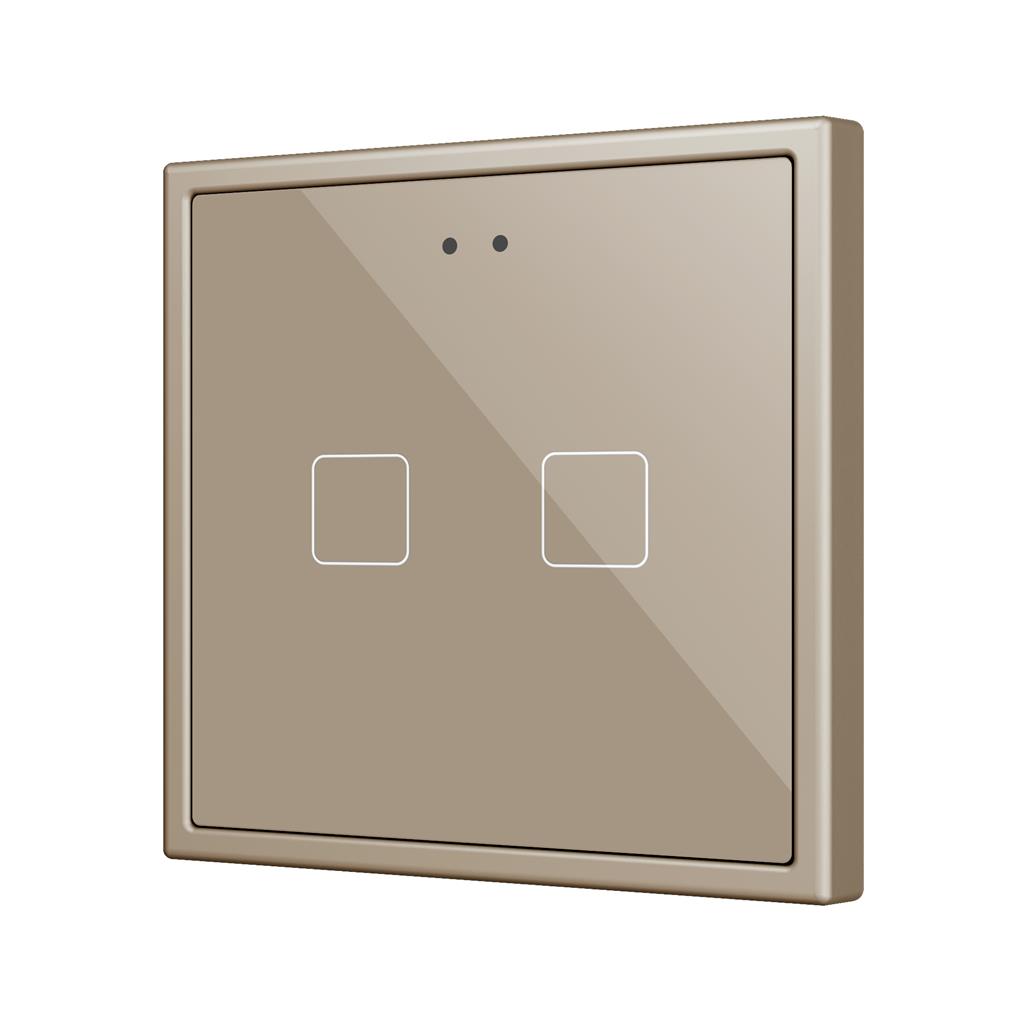 Пулт за управление с 2 капацитивни бутона Flat RGB 70х70мм KNX стъкло цвят Шампанско Zennio