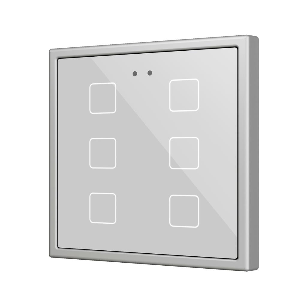 Пулт за управление с 6 капацитивни бутона Flat RGB 70х70мм KNX стъкло цвят Сребро Zennio