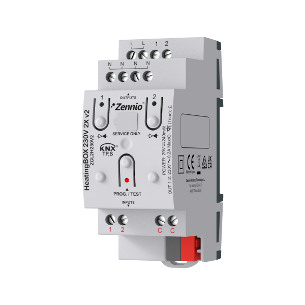 Актуатор вентили с ръчно управление HeatingBOX 2x 240VAC 2DIN KNX Zennio