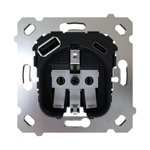 Контакт ШУКО 16A + USB A/C без лицев панел Zennio
