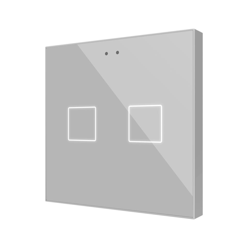 Пулт за управление с 2 капацитивни бутона Flat RGB KNX стъкло цвят Сребро Zennio