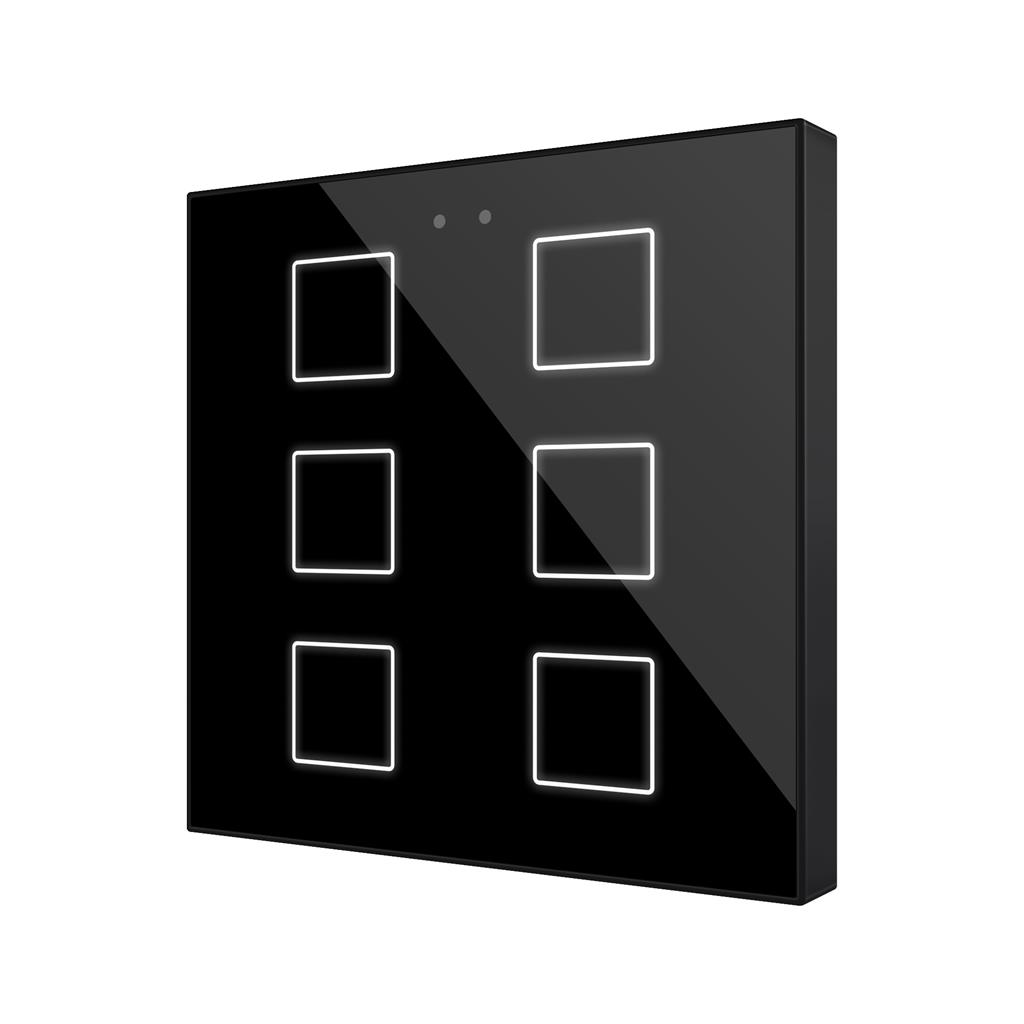Пулт за управление с 6 капацитивни бутона Flat RGB KNX стъкло цвят Антрацит Zennio