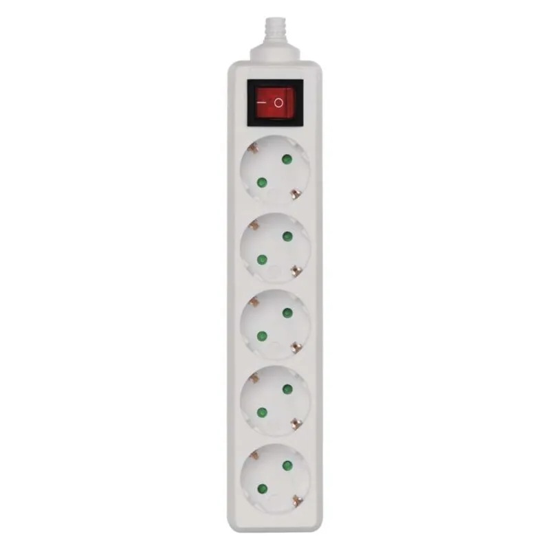 Разклонител с копче БЯЛ 5x2P+E без кабел EMOS