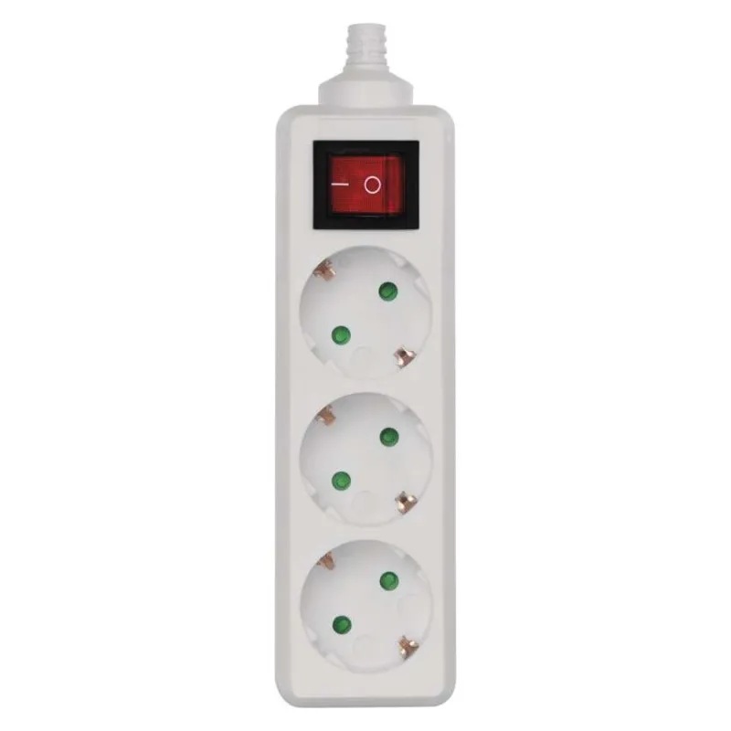 Разклонител с копче БЯЛ 3x2P+E без кабел EMOS