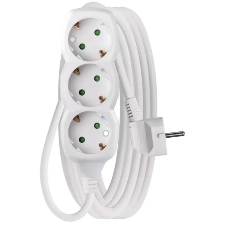 Разклонител БЯЛ 3x2P+E с кабел 5 метра / 1.5mm2 EMOS