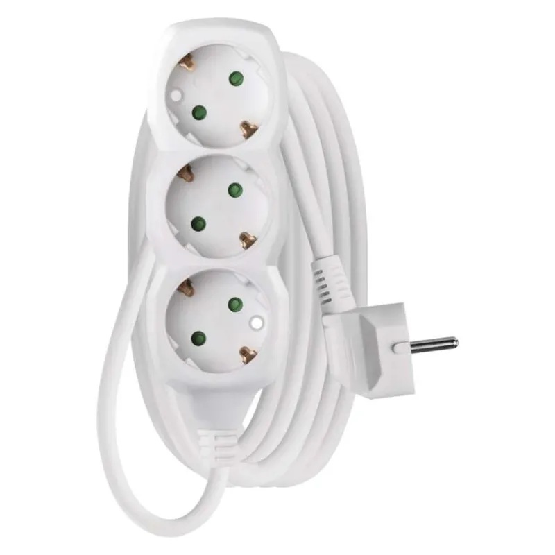 Разклонител БЯЛ 3x2P+E с кабел 3 метра / 1.5mm2 EMOS
