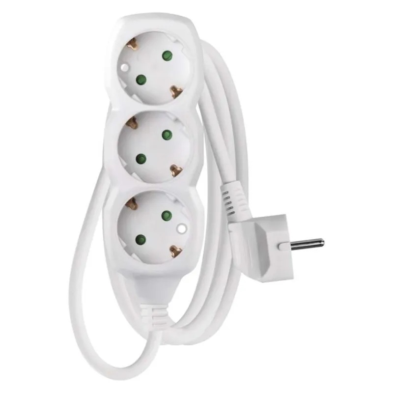 Разклонител БЯЛ 3x2P+E с кабел 1.5 метра / 1.0mm2 EMOS