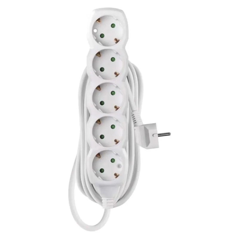 Разклонител БЯЛ 5x2P+E с кабел 5 метра / 1.5mm2 EMOS