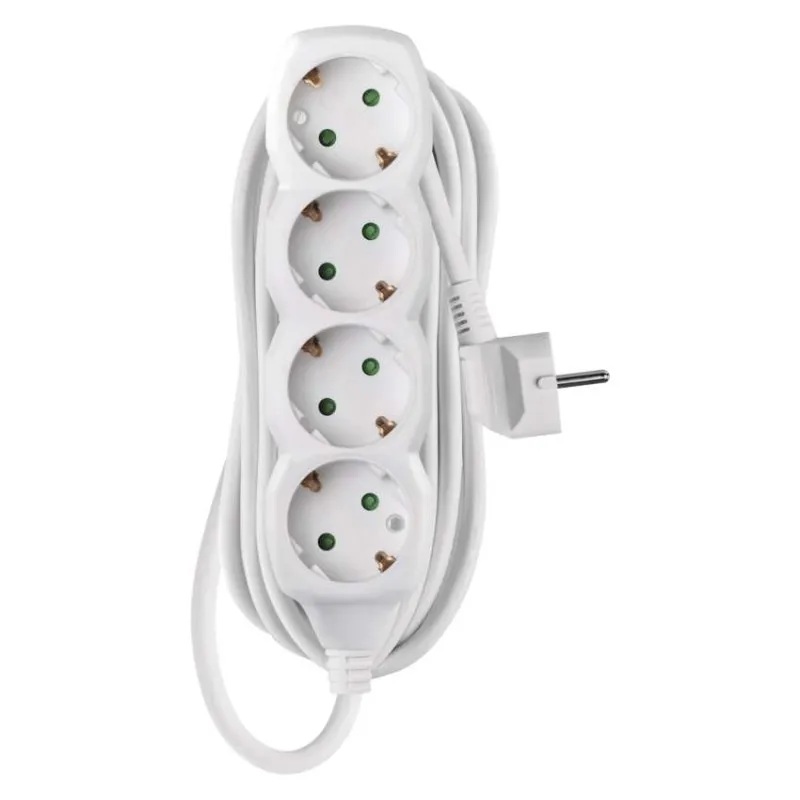 Разклонител БЯЛ 4x2P+E с кабел 5 метра / 1.5mm2 EMOS