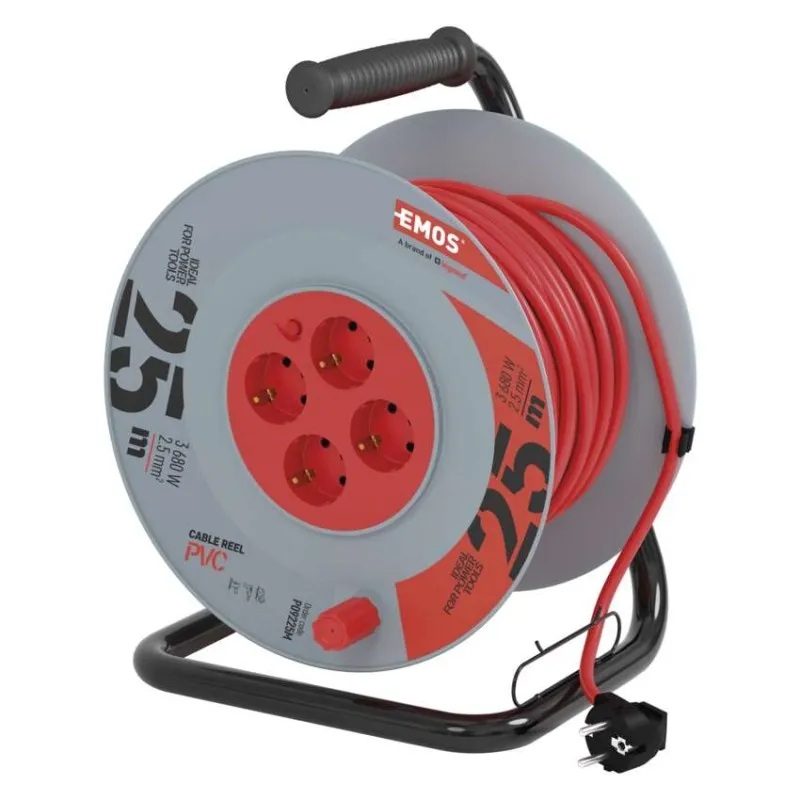 Макара 25м H05VV-F 3G2,5mm2 IP20 термична защита 4 шуко 16A EMOS