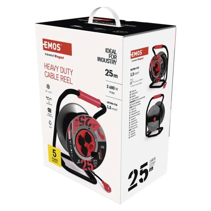 Макара 25м H07RN-F 3G1,5mm2 IP44 термична защита 4 шуко 16A EMOS