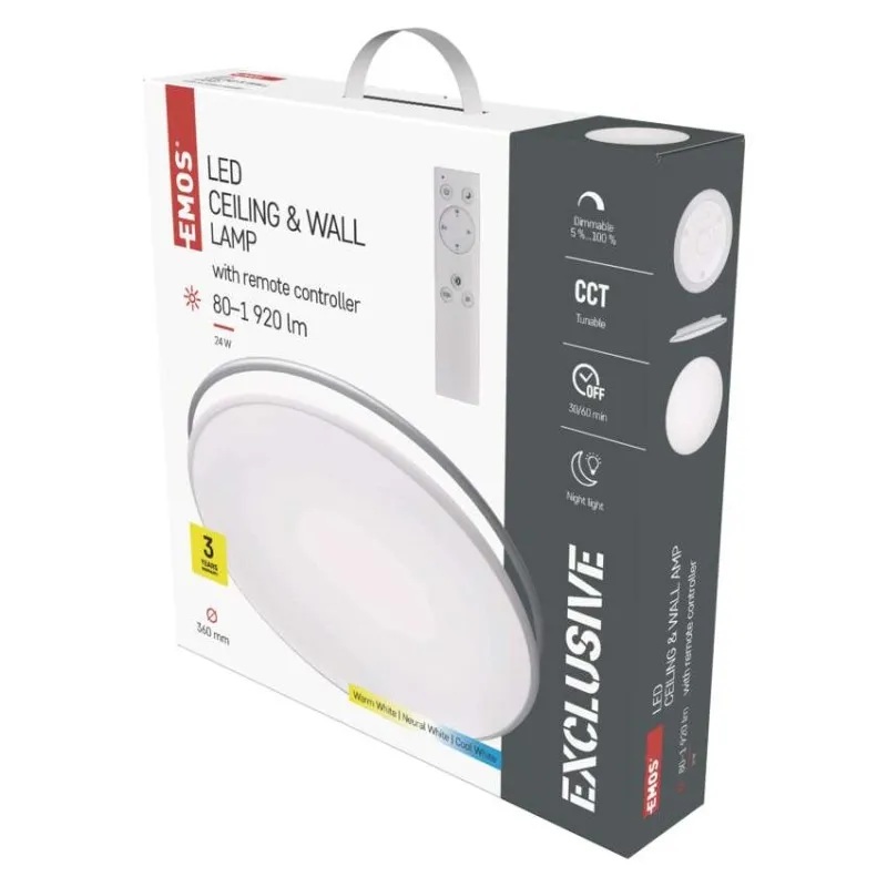 Плафон LED DN360 24W CCT 1920lm 115° димируем с ДУ 25000h IP20 ALVI EMOS