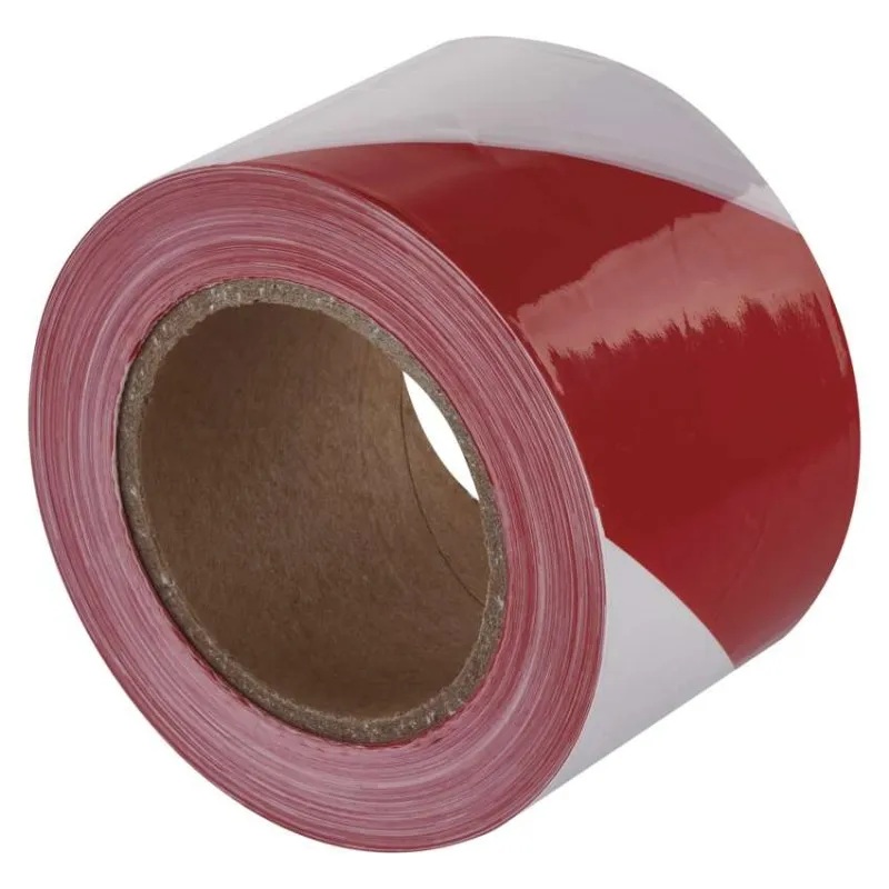 Сигнална лента цвят БЯЛ/ЧЕРВЕН 0.03мм х 75мм, дължина 250м LDPE BARRIER EMOS