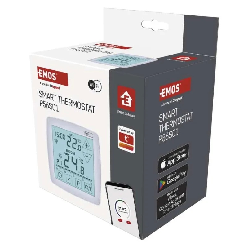 Термостат OpenTherm 7…30 °C с LCD дисплей 16A бял Wi-Fi GoSmart EMOS