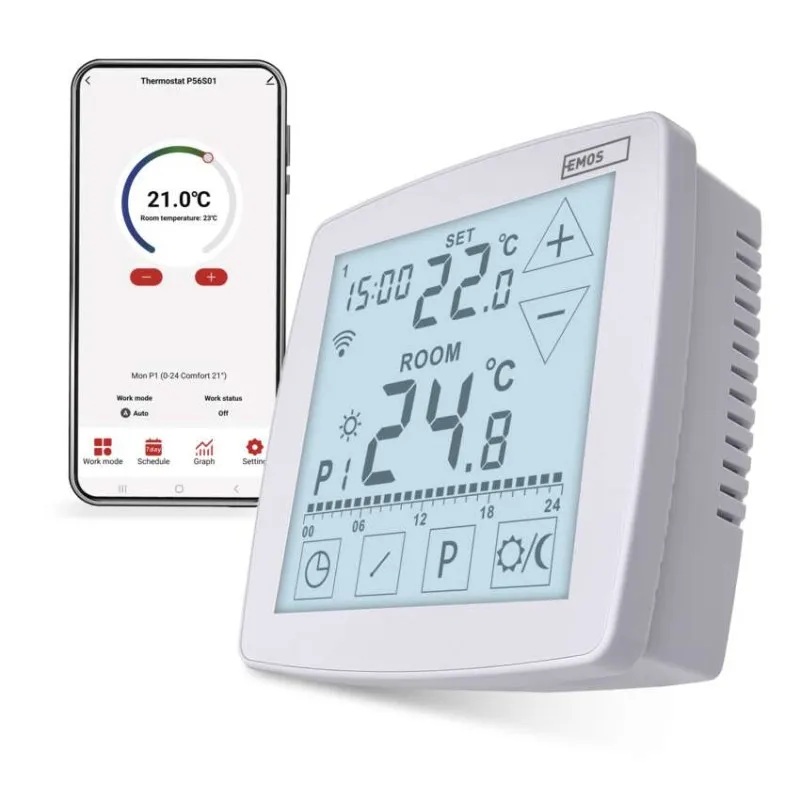 Термостат OpenTherm 7…30 °C с LCD дисплей 16A бял Wi-Fi GoSmart EMOS