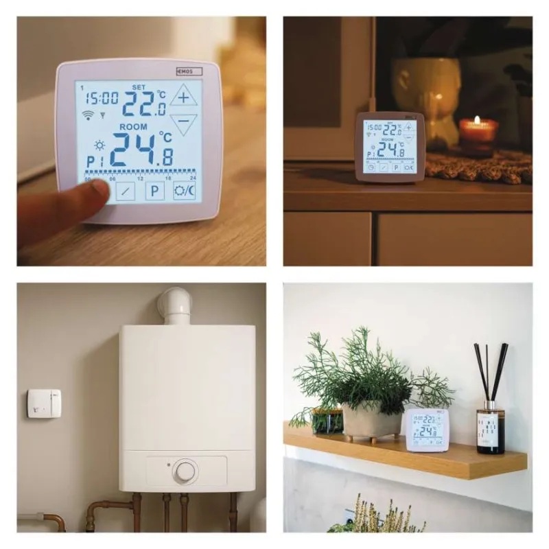 Термостат БЕЗжичен OpenTherm 7…30 °C с LCD дисплей 16A бял Wi-Fi GoSmart EMOS