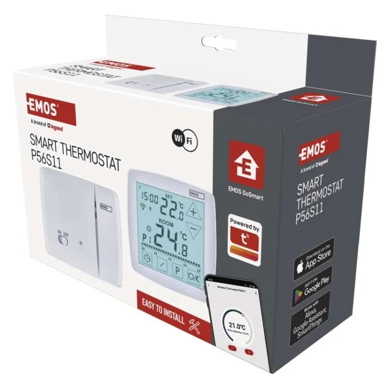 Термостат БЕЗжичен OpenTherm 7…30 °C с LCD дисплей 16A бял Wi-Fi GoSmart EMOS
