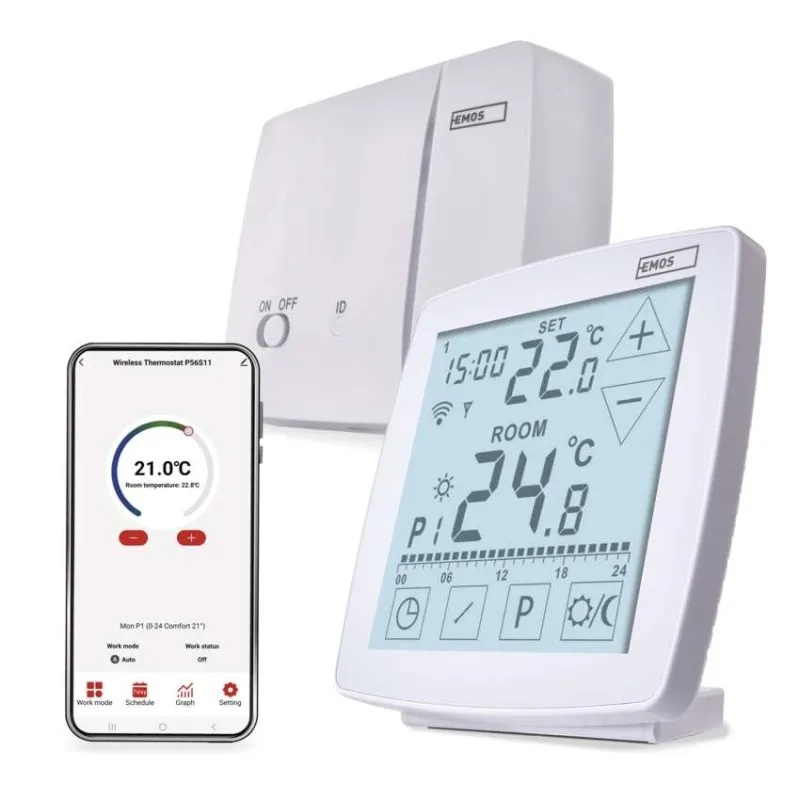 Термостат БЕЗжичен OpenTherm 7…30 °C с LCD дисплей 16A бял Wi-Fi GoSmart EMOS