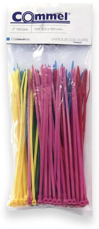 Кутия с кабелни връзки цветни 150х2,5мм Commel