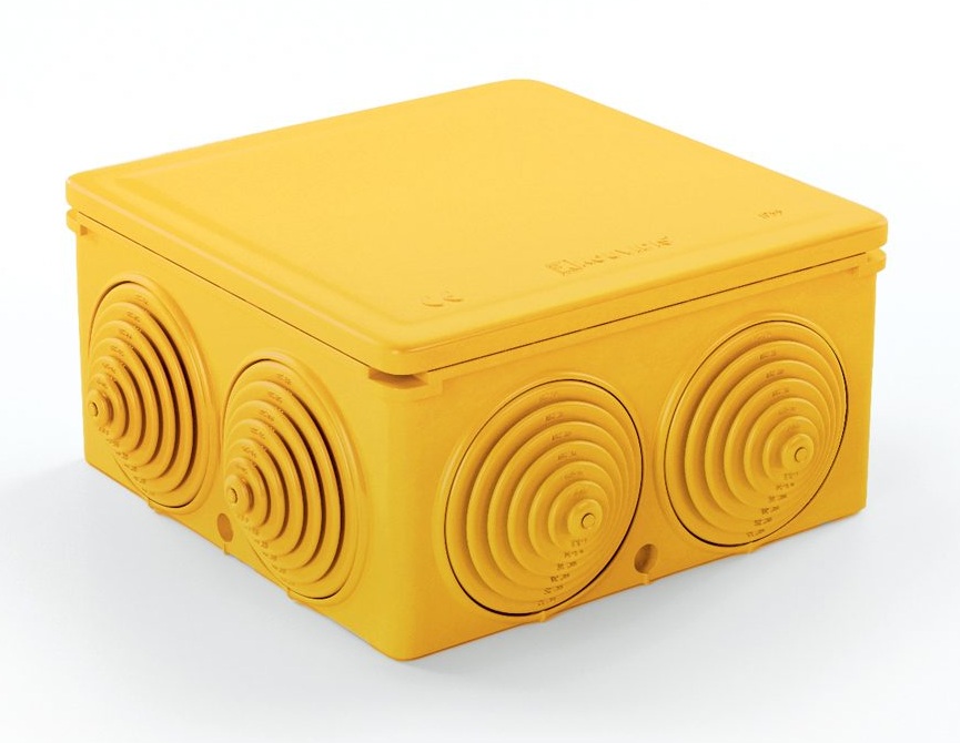 Разклонителна кутия открит монтаж 101x101x51мм IP55 цвят Жълт PO SUPERSOL PLUS Kouvidis