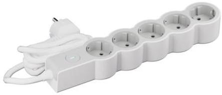 Разклонител с ключ БЯЛ 5x2P+E с кабел 1.5 метра / 3x1.5мм2 Standard NEW Legrand