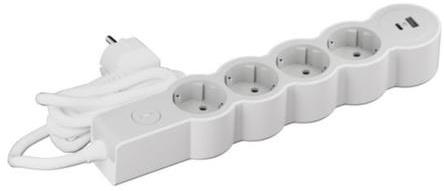 Разклонител с ключ БЯЛ 4x2P+E и USB A+C 3A 15W с кабел 1.5 метра / 3x1.5мм2 Standard NEW Legrand