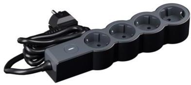 Разклонител с ключ ЧЕРЕН 4x2P+E с кабел 3 метра / 3x1.5мм2 Standard NEW Legrand