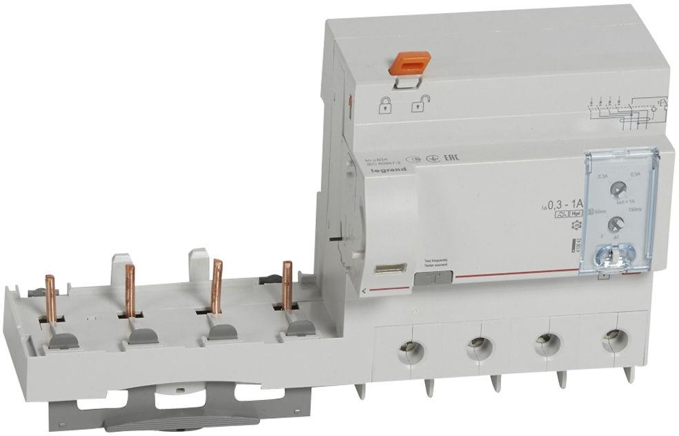 Допълнителен ДТЗ модул 4P 63A 0.3...1A тип F регулируем DX3 Legrand
