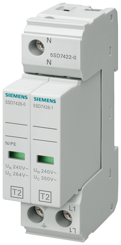 Катоден отводител тип 2 SPD 20kA 350V 1P+N Siemens