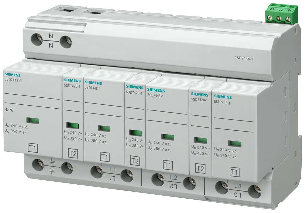 Катоден отводител тип 1+2 SPD 25kA 350V 3P+N с индикация Siemens