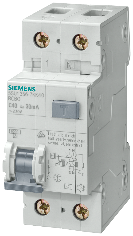 ДТЗ комбинирана 5SU1 1P+N 20A крива C 30mA тип AC 6kA Siemens