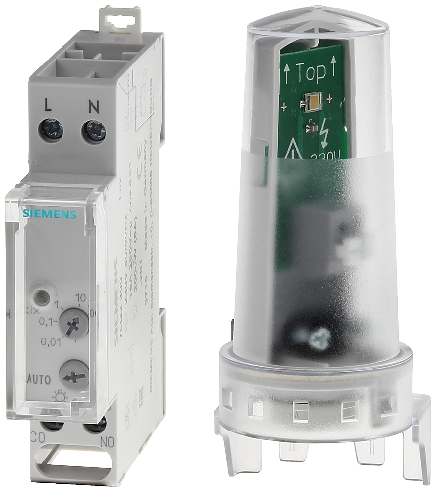 Датчик за осветеност, комплект с фотоклетка IP65, 1NO 16A 230Vac 1DIN Siemens