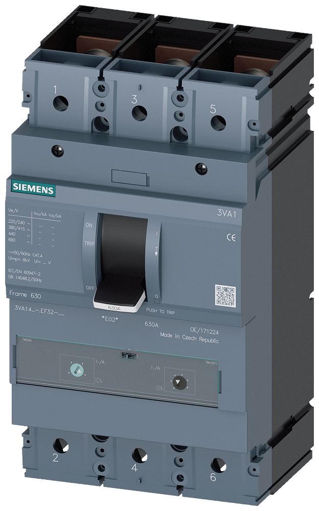 Автомат 3VA1 FS630 630А TM 3P 36kA регулируем (In x 0.7...1) Siemens