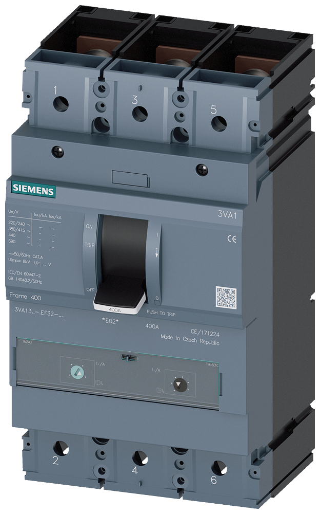 Автомат 3VA1 FS400 400А TM 3P 36kA регулируем (In x 0.7...1) Siemens