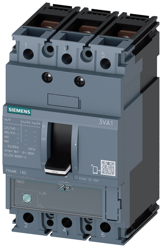 Автомат 3VA1 FS160 100А TM 3P 25kA регулируем (In x 0.7...1) Siemens