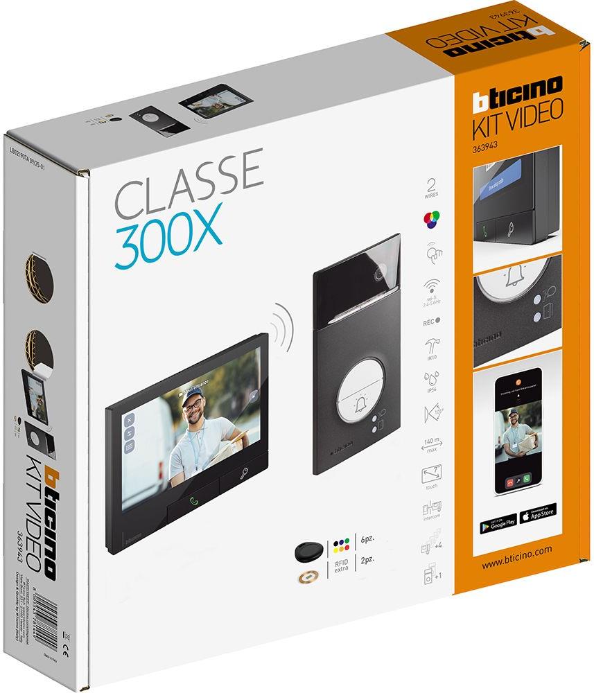 Видео-домофон комплект Classe 300X черен Wi-Fi дисплей и LINEA 3000 входен панел Bticino