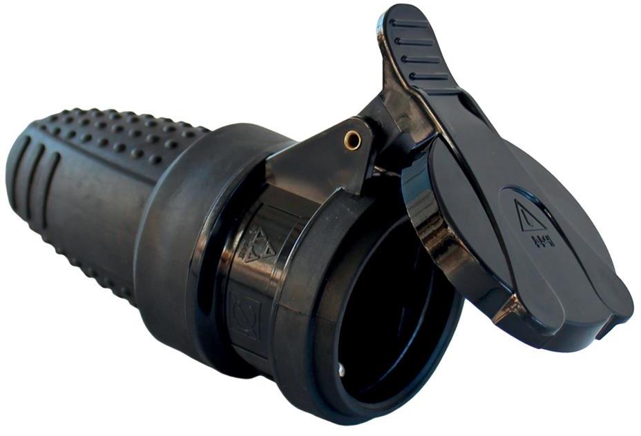 Куплунг черен 2P+Т 16A ІР44 250V гумиран Commel
