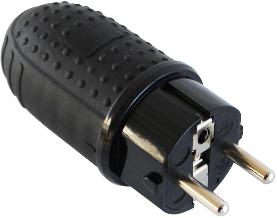 Щепсел черен 2P+Т 16A ІР44 250V гумиран Commel