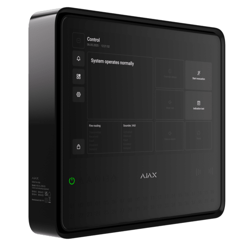 Безжичен пожароизвестителен панел с визуална верификация, Wi-Fi LAN и 4G, черен, EN54 Fire Hub Ajax