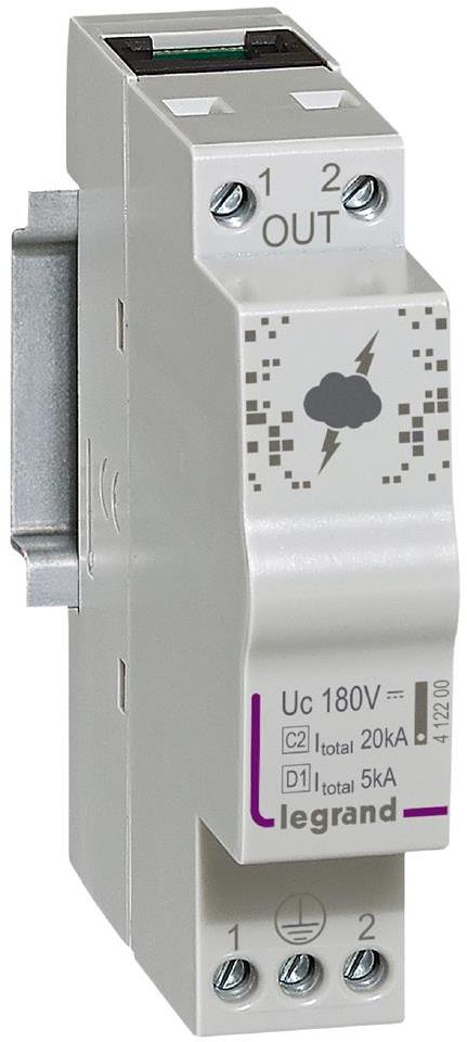 Катоден отводител тип D1+C2 SPD 20kA 180V 1P RJ45 Legrand
